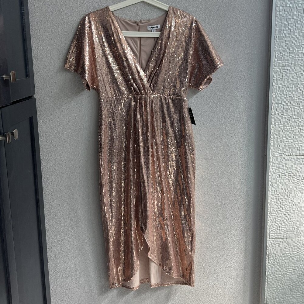 NWT Express Gold Sequin Dress Size XS